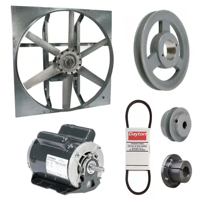 Dayton Kipas Pembuangan dengan Paket Penggerak: Sabuk Penggerak, 30 in Bilah, 1 1/2 hp, 13.639 cfm - Belt-Drive Panel Exhaust Fans with Drive Package