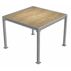 Standard deck platform measuring 12 ft by 16 ft with a height of 9 ft, providing 192 sq ft of deck area. Constructed with an OSB deck. Supplied unassembled for on-site installation. Suitable for creating elevated storage or work platforms in industrial and commercial settings.