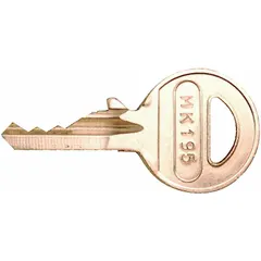 Master key for use in master key systems, allowing authorized operation of multiple locks within a system. Constructed from laminated steel. Suitable for commercial, industrial, and institutional applications requiring centralized key control.