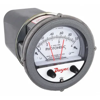 Dwyer Pengukur & Sakelar Tekanan Diferensial: Satu-Sisi, 1/8 in NPT Perempuan - Low Operating Pressure Differential Gauges with Switch