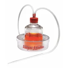 This lab aspirator pump provides a maximum flow rate of 53 mL/sec and a vacuum range from -275 mbar to 625 mbar. With an overall width of 6 inches, it is suited for vacuum filtration, fluid aspiration, and sample preparation tasks in laboratory settings.