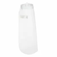 This mesh sewn seam filter bag is designed for industrial liquid filtration applications such as water treatment, chemical processing, and paint filtration. It features a 400 micron rating, flow capacity up to 150 gpm, and maximum operating temperature of 250°F. The bag is Size 2 with sewn seams for reliable particle retention