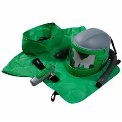 This Nova 3 series helmet is a partial supplied air respirator assembly for abrasive blasting. It delivers breathable air to the user in industrial environments where airborne particulates are present. The helmet-type headgear is suited for surface preparation and coating tasks.