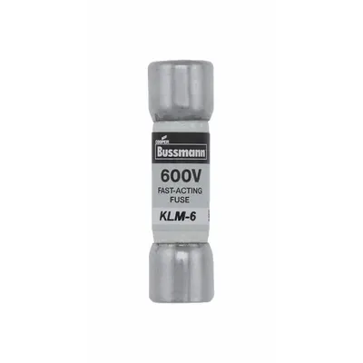 BUSSMANN Sekering: Seri KLM, Midget, Kerja Cepat, 6 A, 600 V AC, 600 V DC - Fast-Acting Cylindrical Fuses
