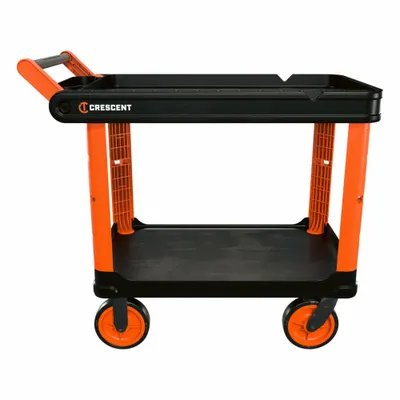 Kereta Serbaguna CRESCENT: 500 lb, 47 in P x 25 in L x 34 in T Dimensi Keseluruhan, 2 Rak - Starter Carts