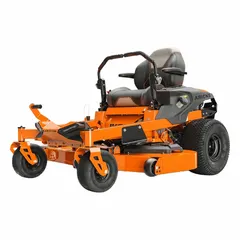 Gas-powered zero-turn mower for residential yards up to 3 acres. Features a 726 cc 4-cycle engine, steel deck, rear-wheel drive, and side discharge. Designed for maneuverability around obstacles and efficient grass clipping handling.