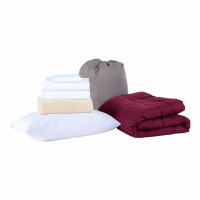 Seprai Tempat Tidur dan Ranjang MARTEX: Merah Anggur, Bahan Kain 100% Katun, T200 - Bedding & Bath Linen Sets