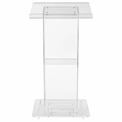 Mimbar OKLAHOMA SOUND: Bening, Akrilik Plexiglas, Tinggi Keseluruhan 46 in, Lebar Keseluruhan 24 in - Lecterns