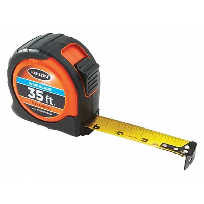 KESON Tape Measure: Nonmagnetic Single Hook Tip, 35 ft, Plastic with Rubberized Grip - Standard (Inch) Tape Measures