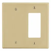HUBBELL Wall Plate: Combo, 2 Gang, Ivory, Std Size (MPN P1326I)