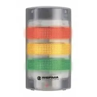 WERMA Tower Light Assembly: 3 Tier, Green/Red/Yellow, Sounder Tier Included, 195 mm Overall Ht (MPN 69120068)