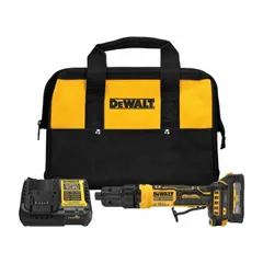 This cordless die grinder operates on a 20V DC battery and features a brushless motor with a maximum speed of 500 RPM. The straight design with a paddle switch allows for controlled operation. It is suited for metalworking, fabrication, and automotive tasks such as deburring, grinding, and surface preparation in tight spaces.
