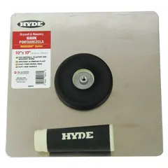 Drywall hawk with a 10-inch square aluminum blade and ProForm handle. Used by drywall finishers and plasterers to hold and apply joint compound or plaster. The aluminum blade is lightweight and corrosion-resistant.