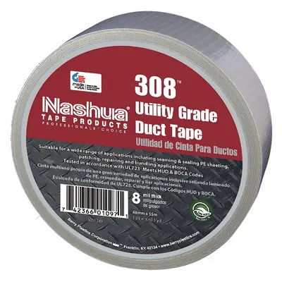 NASHUA Selotip Saluran: Tugas Ringan, Perak, 1 7/8 in Lb, 60 yd Pj, 8 mil Tbl, 308 - General Purpose Duct Tape