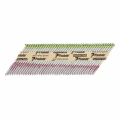 These 3-inch collated framing nails feature an offset round head, smooth shank, and diamond point. Galvanized for corrosion resistance, they are designed for use with pneumatic nailers in structural framing, sheathing, and decking applications. Supplied in a 2,000-count pack.