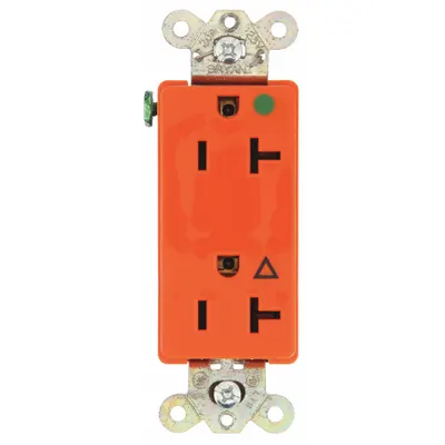 Stopkontak BRYANT: Kelas Rumah Sakit, Dupleks Dekorator, 5-20R, Oranye, 125V AC, 20 A - General Purpose Receptacles