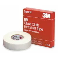 Fiberglass cloth tape with silicone adhesive, 7 mil thick, rated 600 V. Provides abrasion resistance and high-temperature insulation for electrical harnessing, coil winding, and motor/transformer applications