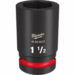 This 1" drive impact socket is SAE sized at 1-1/2" with a 6-point deep profile and friction retention. Designed for use with impact tools, it is suited for heavy-duty fastening and loosening tasks in industrial maintenance, construction, and automotive applications.