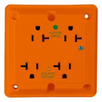 LEVITON Straight Blade Receptacle: Hospital Grade, Quad, 5-20R, Orange, 125V AC, 20 A (MPN 8490-IG)