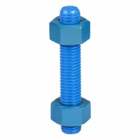 Steel Grade B7 fully-threaded rod with PTFE coating for corrosion resistance. Thread size 5/8"-11, 4-pack. Manufactured to ASTM 193 dimensional standards. Suitable for high-strength fastening in environments requiring chemical resistance