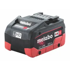 This 18V battery pack uses LiHD cell technology to deliver 8.0 Ah capacity for extended runtime. It is compatible with Metabo and CAS (Cordless Alliance System) 18V cordless tools. The tabbed design ensures a secure connection in compatible tools.