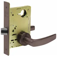 This SARGENT passage lever lockset is designed for interior doors where locking is not required, such as closets or hallways. It features a non-cylinder design with F01 function, allowing free egress from either side. The Dark Oxidized Satin Bronze, Oil Rubbed finish provides a bronze appearance. ADA compliant for accessibility