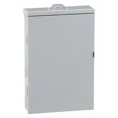125 A, 3-phase main lug load center rated 208Y/120/240V AC with a 65kA short-circuit current rating. Provides 20 spaces for branch circuit breakers in outdoor locations. Includes a surface cover and supports zero tandem breakers. Suitable for use as a distribution point in commercial or industrial power systems.