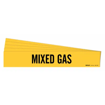 BRADY Penanda Pipa: Gas Campuran, Kuning, Hitam, Cocok untuk Diameter Luar Pipa 8 in dan Lebih Besar, 1 Penanda Pipa - Mixed Gas Adhesive Pipe Markers