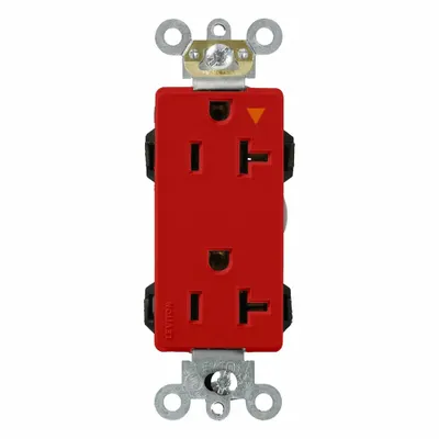LEVITON Stopkontak Pisau Lurus: Duplex Dekorator, 5-20, Merah, 125V AC, 20 A - General Purpose Receptacles