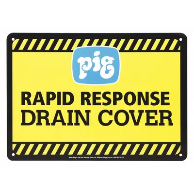 PIG Tanda: Penutup DrainBlocker Respons Cepat, Lubang Pemasangan Tanda Pemasangan - Signs for Storm Drain Cover Seals