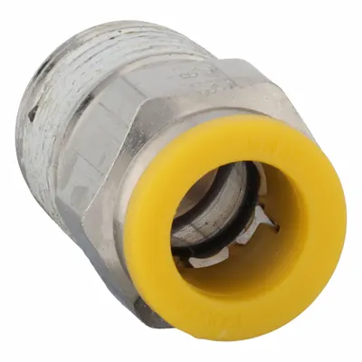 PARKER Adaptor Push-Fit: 10 mm OD x 3/8 in Ukuran Pipa, Push-to-Connect x BSPT - Nickel-Plated Brass Tube Fittings