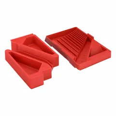 This MILWAUKEE PACKOUT socket tray is made of red polypropylene and measures 9 inches wide by 12 3/8 inches deep by 3 7/8 inches high. It organizes sockets within the PACKOUT modular tool storage system, fitting into compatible tool boxes and drawers for sorted access on job sites and in workshops.