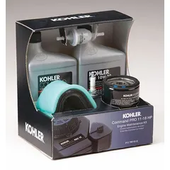 This KOHLER maintenance kit includes components for servicing engines compatible with manufacturer numbers XT6-XT8. It supports routine maintenance to help maintain engine performance in outdoor power equipment such as lawn tractors and zero-turn mowers.