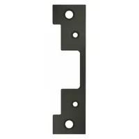 Bronze electric strike faceplate measuring 1-1/4 in wide by 4-7/8 in high. Compatible with HES Series 5000 electric strikes. Used as a cover plate for access control installations on commercial doors