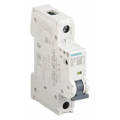 Pemutus Sirkuit Mini Siemens: 10 A Amps, 60V DC, 14kA pada 240V AC, Jepit Sekrup - C-Curve, 1-Pole UL489 DIN Rail-Mount Miniature Circuit Breakers