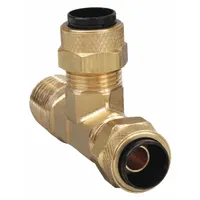 Brass compression fitting with creep-resistant and self-aligning design for reliable sealing under vibration or thermal cycling. Connects three tubing or pipe lines in a T-shaped junction. Suitable for pneumatic, hydraulic, and instrumentation systems. Pack of 10