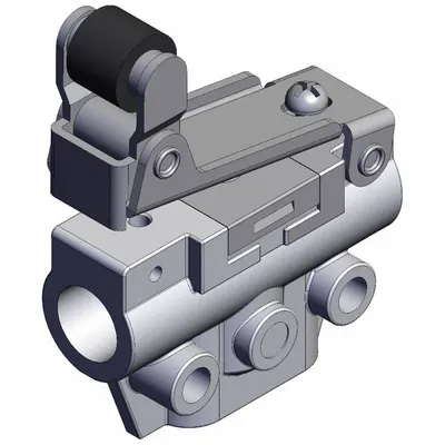 Katup Shuttle SMC: Seri VM100, Aktuator Rol Satu Arah, 3 Port, M5 - VM Series Manual Air Control Valves