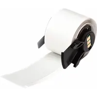 Precut label roll measuring 3 in x 1 in, made of gray polyester with halogen-free and metal-detectable properties. Compatible with M611 printer series. Used for industrial identification, asset tracking, and safety labeling in environments requiring material traceability and compliance
