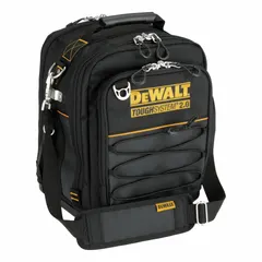 This black tool backpack features 25 pockets for organizing hand tools and accessories. A waterproof bottom protects contents from moisture and debris on job sites. Dimensions: 11 3/4 in width x 11 3/4 in depth x 15 1/4 in height.