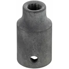 This 1/4" drive impact socket features a 6 mm metric, 6-point configuration for use with impact wrenches and drivers. The manganese phosphate finish provides corrosion resistance. It is suitable for tightening or loosening hex-head fasteners in automotive repair and general maintenance.
