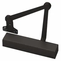 This Grade 1 heavy duty door closer is constructed in bronze and features a non-hold open design with an adjustable spring size 6 and regular arm. Suitable for both interior and exterior use, it is ADA compliant and designed for commercial applications requiring controlled door closing
