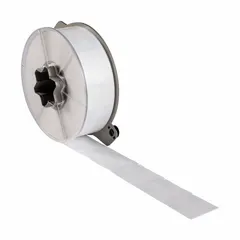 Polyester flag label, black on white, for wire diameters from 0.13 in to 0.5 in. Compatible with A5500 printer series; requires SSR6002 ribbon. Used for wire and cable identification in industrial settings.