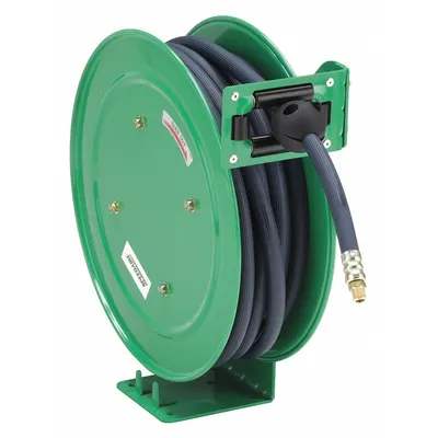 SPEEDAIRE Gulungan Selang Kembali Pegas: 50 ft (3/8 in I.D.), 1/4 in MNPT, 300 psi Tekanan Operasi Maks - Standard Air or Water Spring-Return Hose Reels
