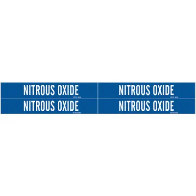 BRADY Penanda Pipa: Nitrous Oxide, Biru, Putih, Cocok untuk Diameter Luar Pipa 3/4 hingga 2 3/8 in - Nitrous Oxide Adhesive Pipe Markers