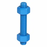 Fully-threaded rod made from Grade B7 steel with a PTFE coating for corrosion resistance and reduced galling. Thread size 5/8"-11, length 4 inches, supplied in a 50-pack. Meets ASTM 193 dimensional standards. Commonly used in flanged connections, pressure vessels, and piping systems requiring high-strength bolting