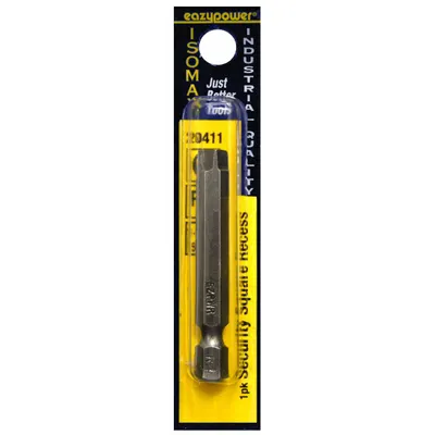 EAZYPOWER Driver Bit: Power Bit, Metric, Security Hex Head, #4 Bit Industry Size - Square Security Bits