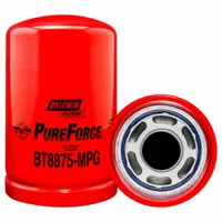 Spin-on hydraulic filter with cellulose media for removing contaminants from hydraulic fluid systems. Thread size 1-3/4"-12. Includes O-ring for installation. Compatible with Caterpillar equipment