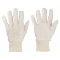 Uncoated knit gloves made from cotton/polyester canvas in beige. Suitable for general handling, light assembly, and maintenance tasks in dry environments. Not silicone-free, latex-free, or touchscreen compatible. Sold as a single pair