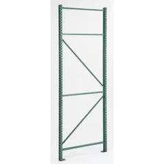 This STEEL KING upright frame is a vertical support for teardrop pallet rack systems. It measures 42 in x 3 in with a 12 ft overall height and is finished in green. Designed for heavy-duty storage, it provides impact resistance in high-traffic industrial environments.