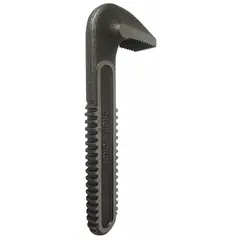 Replacement hook jaw for pipe wrenches, made from alloy steel with a serrated jaw texture. Designed for gripping and turning pipes or round objects in plumbing, construction, and industrial maintenance applications.